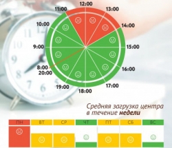 График загруженности МФЦ Теплый Стан по дням недели и часам